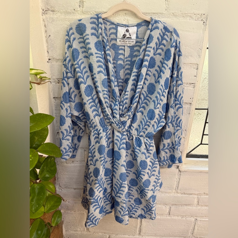 Pearl & Caviar Blue and greyish Patterned Garment